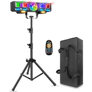 Telbum DJ Lights with Stand, 7 in 1 DJ Light for Party, DMX & Sound Activated Laser Light Show, Disco Ball & UV Strobe Effect Stage Lights Package for Gig Bar Band Events Wedding Christmas