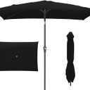 JEAREY 6.5x10 ft Rectangular Patio Umbrellas Rectangle Outdoor Umbrella with Push Button Tilt and Crank, Market Table Umbrella 6 Sturdy Ribs UV Protection for Poolside Garden Backyard Deck, Black