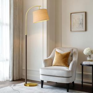 G-SAFAVA 63" Wood Floor Lamps for Living Room with Foot Switch Arc Tall Standing Lamp for Bedroom Mid Century Modern Corner Gold Floor Lamps for Office Nursery Industrial Reading Lamp, Walnut Brown