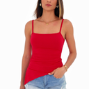 2pcs PRETTYGARDEN Women's Summer Spaghetti Strap Tank Tops Sleeveless Camisole Blouses Asymmetrical Going Out Basic Tank Shirt, Size XXL, Red