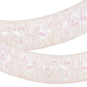 White Iridescent Fringe Banner 6.56 Ft Bachelorette Banner, Bachelorette Party Decoration, Fringe Tinsel Garland Photo Backdrop Banner for 21st Birthday Party Decoration (White)