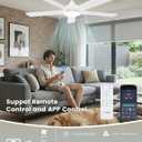 60 Inch Ceiling Fans with Lights and Remote/App Control | Quiet Reversible DC Motor, 3CCT, Dimmable, 6 Speeds, Timmer, White Ceiling Fan for Living Room/BedroomIndoor/Outdoor/Patios