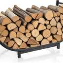 facka Curved Firewood Rack, 30 Inch Indoor Outdoor Log Firewood Holder, Metal Fireplace Wood Storage, Waterproof & Rustproof
