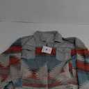 HangNiFang Aztec Denim Jacket Shacket for Women Button Down Vintage Distressed Blue Jean Jacket (Medium)