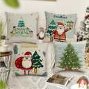 Christmas Pillow Covers, Decorative Winter Holiday Pattern, 18x18 Inch, 4 Piece Set