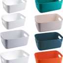 8 PCS Plastic Storage Bins and Small Storage Baskets for Cclassroom Organization, Bathroom Organization, Tub Toy Storage, Kitchen and Bedroom (6M+ 2S)