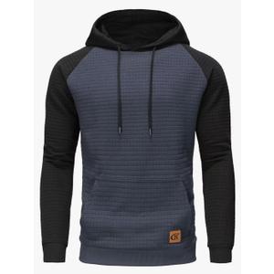 Yundobop Men's Pullover Hoodies Plaid Jacquard Long Sleeve Drawstring Hipster Casual Hooded Sweatshirts with Kanga Pockets Size XL