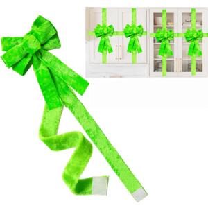 Meseey Christmas Cabinet Bows, Green Furry Ribbons, Holiday Door Decorations, Xmas Party Supplies (8, Green Fur)