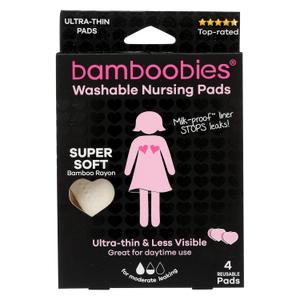 Bamboobies Ultra Thin Washable Nursing Pads 4 Count, 4 CT
