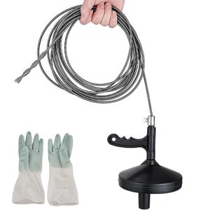 25 Ft Heavy Duty Drain Auger & Plumbing Snake, Sewer Snake for Bathtub, Shower, Sink, Toilet Drain Clog Removal, Manual Drill Pipe Snake Tool with Gloves, Destapa Caerias Serpiente de Drenaje
