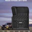 3W Floor Mats Fit for Nissan Armada 2017 2018 / Infiniti QX80 2014-2018 / Infiniti QX56 2011-2013, All Weather TPE Custom Fit Car Accessories 1st and 2nd Row Full Set Car Mats, Black