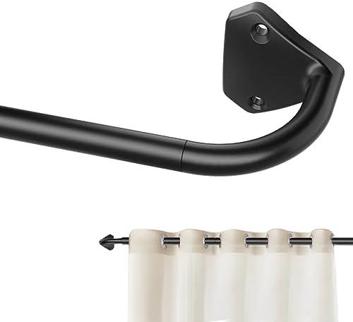 GXOACKJ Black Curtain Rods for Windows 28 to 60 inch, 5/8 inch Adjustable Wrap Around Blackout Curtain Rods for Bedroom & Outdoor