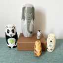 Elephant Panda Nesting Dolls - Cute Animal Matryoshka Doll Handmade Wooden Dolls for Children Christmas Birthday Decoration Halloween Wishing Gift,Set of 5