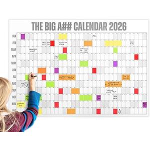 The Big A## Calendar Full-Year Wall Calendar – 2026 Dry-Erase – Includes 1 Marker & 100 Labels – Lightweight, Easy to Hang Yearly Calendar – Year at a Glance – Plan Big Goals & Adventures – Gray