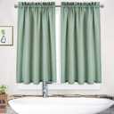 NANAN Kitchen Curtains 54 inch Long Casual Weave Small Window Curtain Kitchen Bathroom Basement Bedroom Drapes - 30" x 54", Sage, Set of 2