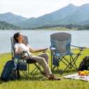 Outdoor Camping Chair 2-Pack with Mesh Back, Folding Portable Lawn Chairs with Cup Holder & Side Storage Pocket for Camping, Beach, Picnic, Fishing(Blue)