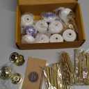 Rasiya Art Drawer Knobs - Countryside Boho Ceramic Dresser Pull Handle Kitchen Cabinets Cupboard Wardrobe Knob Farmhouse Decor Furniture Hardware - Navy Blue Gold - Pack of 10