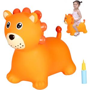 INPANY Bouncy Horse, Lion Hopper Toys, Toddlers Bouncing Animal, Kids Ride on Rubber Bouncer, Inflatable Jumping Horse, Outdoor Indoor Birthday Gifts for 2 3 4 Year Old Girls Boys