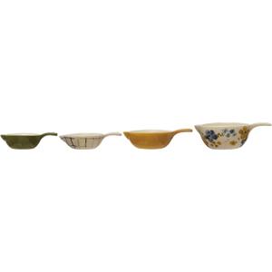 3 x Creative Co-Op Hand-Painted Stoneware Measuring Cups, Multicolor