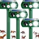 4 Pack Upgraded Sonic Fortress Pro Deer Repellent Solar Animal Repellent Ultrasonic Outdoor Cat Deterrent with Motion Sensor Strobe Light for Skunk Rabbit Raccoon Squirrel Fortress Pro for Yard Garden