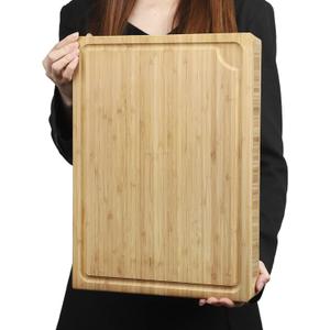 BAMOTTO 1.4" Thick Bamboo Cutting Board, Kitchen Heavy Duty Butcher Block Chopping Board with Juice Groove, for Meat, Turkey, Pork Ribs & Vegetables, 100% Organic Bamboo, 17.7" x 13.2"