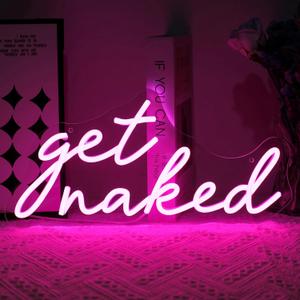 Get Naked Neon Sign for Wall Decor Dimmable Led Lights Signs Pink Led Signs for Bedroom decor Letters Neon Light Room Decor for Bar Party Pub Salon Decoration Girls Gift
