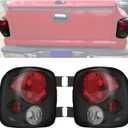 HECASA Tail Light Pair Compatible with 1999-2004 Chevy Silverado GMC Sierra Stepside Brake Lamps Black Housing Smoke Lens (w/o Bulbs)
