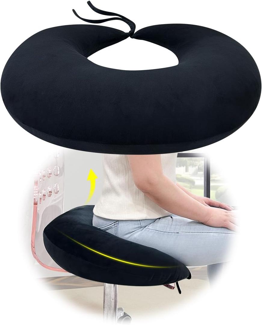 AOSSA BBL Pillow After Surgery for Sleeping, Brazilian Butt Lift Post Surgery for Sitting Driving, Booty Lumbar Seat Cushion, Hip Support for Chair Bed Donut Pillow, BBL Recovery Supplies (Black)