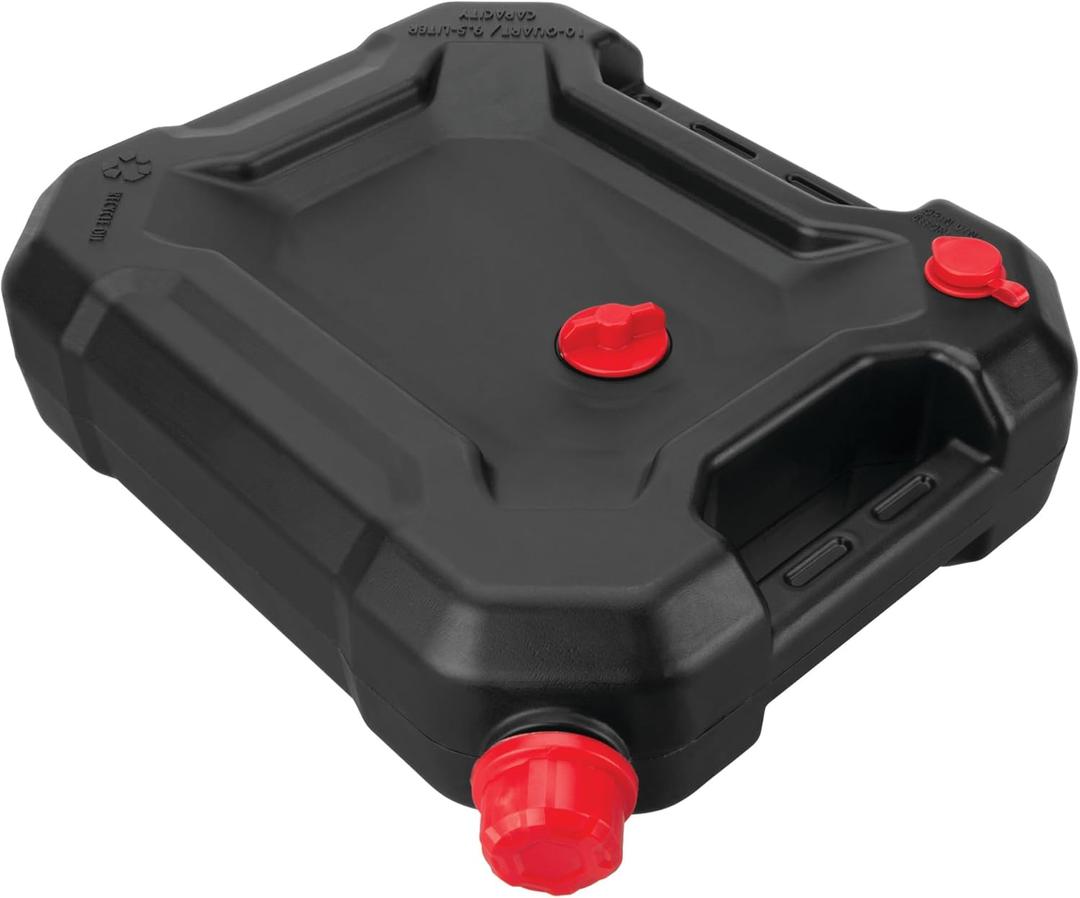 Performance Tool W4076 10-Quart Oil Drain Container, Deep Drain Well, Integrated Handle, Sealing Rubber Gaskets, Black