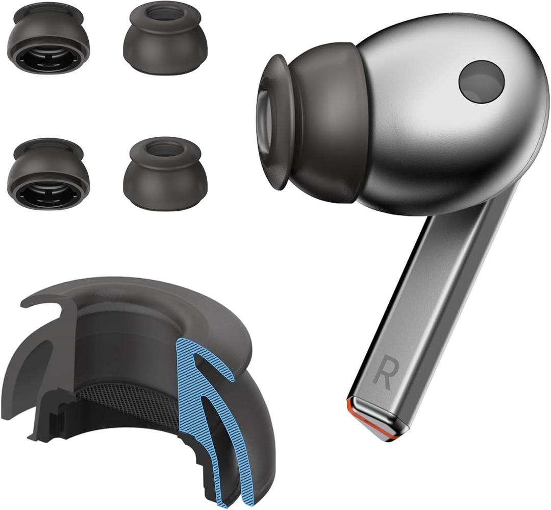 Premium Multi-Flange Eartips for Galaxy Buds3 Pro (Black, X-Small)  Always Fits, Never Slips