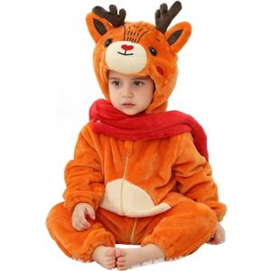 QIAONIUNIU Halloween Baby Green Dinosaur Costumes Toddler Outfit Infants Cosplay Romper (6-12 Months/Height 26"-29", Reindeer)