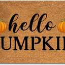 Funny Coir Doormat - Hello Pumpkin Halloween Decor Mat - Welcome Front Porch Decor - Personalized Non Slip Outdoor Coir Doormat - House Warming Gift - 23.6x15.7 inch
