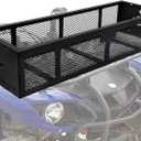 JY Performance Universal ATV Front Cargo Basket Black Steel Storage Rack for Camping/Fishing/Beach Side/Hiking