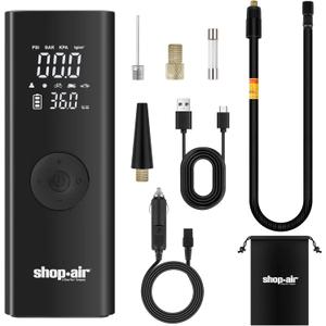 Tire Inflator Portable Air Compressor, Cordless 150PSI Tire Pump for Car, 2X Faster Inflation with LCD Dual Screen, LED Light, Auto Shut-off, 6000mAh Battery & 12V DC Power Cord