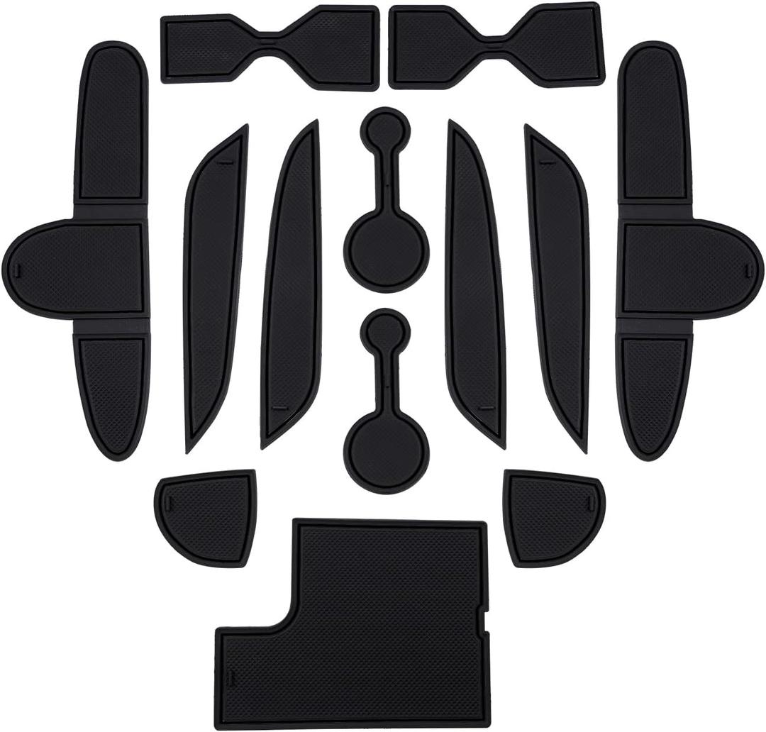 LUWU for 2025 Palisade Accessories - for 2023 2024 2025 Hyundai Palisade SE/SEL/XRT/Limited/Calligraphy Door Slot Mats Cup Holder Insert Coaster Center Console Liners Mats Black Trim - 13 PCS/Sets