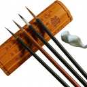Magic Canvas Paint with Water,4 Chinese Painting Brushes Set Flower Bird Line-Drawing Brushes,30.715 Inch Large Chinese Calligraphy Paper Reusable Water Drawing Writing Cloth,for Beginners' Practice