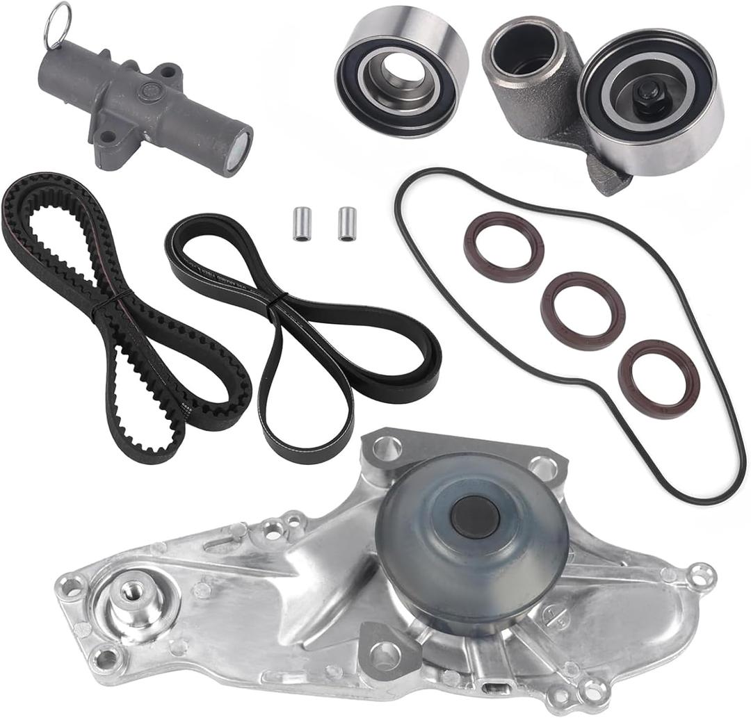 PAROD TKH002 Timing Belt Kit with Water Pump Compatible with 2003-2013 Acura MDX, 2003-2017 Honda Accord, Crosstour, Odyssey, Pilot, Ridgeline Saturn Vue 3.0L 3.2L 3.5L 3.7L Replaces TCKWP329 19200-RD