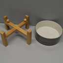 Addggo Elevated/Raised 15°Tilted Anti Slip Ceramic Dog Bowl for Medium & Large Breeds,Slanted Bulldog Big Face Pet Food Water Feeding Dish with Stand (7.6 Cups/60OZ) Grey White