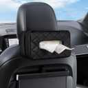 Car Tissue Holder, Standard Tissue Holder for Car Pu Leather Car Napkin Holder, Car Backseat Extra Large Tissue Organization Fit for 120-230 Tissues per Box 9.84'' x 4.72'' x 5.91'' (Black)