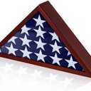 Gyaozii Flag Display Case for Burial Flag Real Glass Front, Solid Wood Flag Holder for 5'x9.5' Flag with Wall Mount, Mahogany Military Shadow Box Frame for Veterans