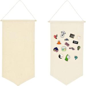 2pcs Cotton Canvas Wall-Mounted Brooch,Wall Hanging Jewelry Display Storage Set for Pin and Brooch Collections (B)