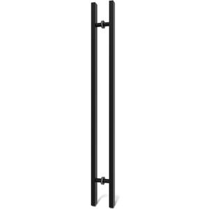 48 inch Large Stainless Steel Front Door Handle Double Sided, Pull Push Sliding Barn Door Handle, Commercial H Shape Door Pull Handles, Matte Black
