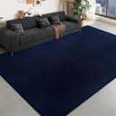 Large Area Rugs for Bedroom Living Room - 8x10 Feet Ultra Soft Navy Blue Rug Thickened with Memory-Foam, Solid Modern Minimalist Carpets for Home Decor, Non-Slip and Comfy Nursery Room Rugs