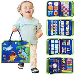 Winblo Toddler Busy Board - Montessori Toys for Toddler Boy Birthday Gift, Educational Learning Sensory Busy Book for Toddler Boys, Toddlers Activities Toy for Airplane Car Travel