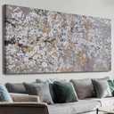 Botanical Wall Art Wall Decor Gold WhiteTree Flower Modern Canvas Art Print Abstract Artwork Pictures For Living Room Bedroom Bathroom Office Home Decor Can Be Hung Directly 24"X 48"