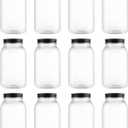 novelinks 32 OZ Clear Plastic Mason Jars with Lids - Dishwasher Safe Plastic Mason Jars 32 OZ Plastic Jars with Lids for Kitchen & Household Storage (12 Pack) (Black)