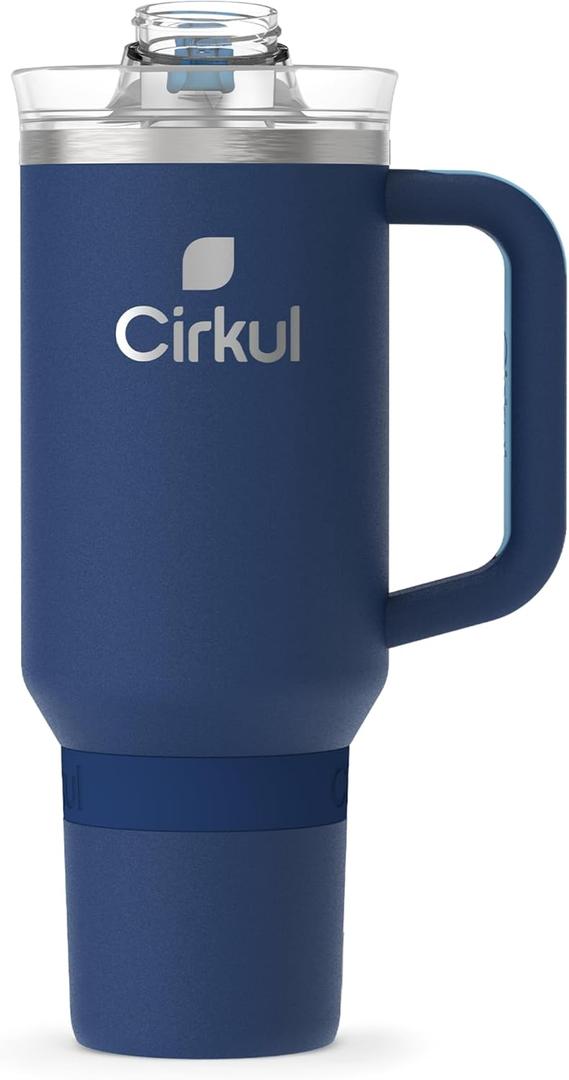 Cirkul 40oz. Midnight Blue Stainless Steel Tumbler with Handle, All-Day StrawSip, Double-Wall Insulated
