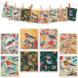 Lucomb 8 Pack Swedish Dishcloths for Kitchen, Reusable Soft Kitchen Towels Dish Cloths Set Absorbent Sponge Cleaning Washable Quick Drying Bar Hand Washing (Birds Flowers)