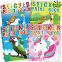 90shine 4PCS Sticker Books for Kids Ages 4-8 Sea-Maid Horned Horse Zoo Pet Themed Designs Party Gift Create 44 Pictures