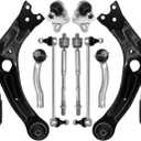 Control Arm, 12 Pcs Suspension Kit Front Lower Ball Joint Sway Bar Stabilizer Link Outer & Inner Tie Rod Bellows Replacement For Toyota Corolla 2003-2008